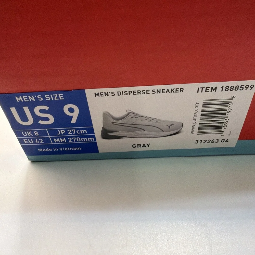 NIB PUMA Men's Disperse Sneaker Gray Soft Foam+ Optimal‎ Comfort. Size 9